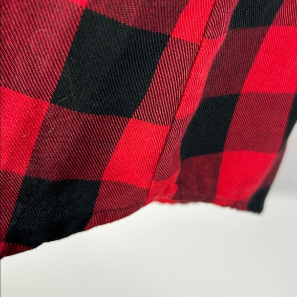 Hot Topic Plaid Spine Back Woven Button-Up Long Sleeve Shirt Large Red Black - Picture 10 of 12